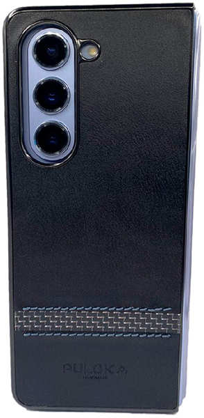 Пластиковая накладка PULOKA Handmade для Samsung Galaxy Z Fold5 под кожу черная 9641421442