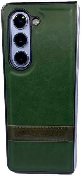 Пластиковая накладка PULOKA Classic для Samsung Galaxy Z Fold5 под кожу зеленая
