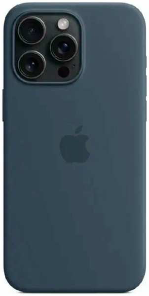 Apple Силиконовая накладка Silicone Case с MagSafe для iPhone 15 Pro синий титан SZ 9641425045
