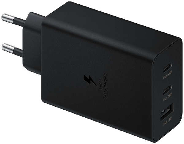 Сетевое зарядное устройство Samsung (EP-T6530NBEG) 65W 2xType-C + USB черное РСТ 9641469389