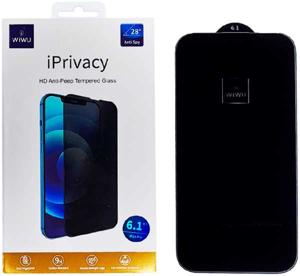 Apple Конфеденциальное защитное стекло WiWU iPrivacy для iPhone 14 Pro полноэкранное черное