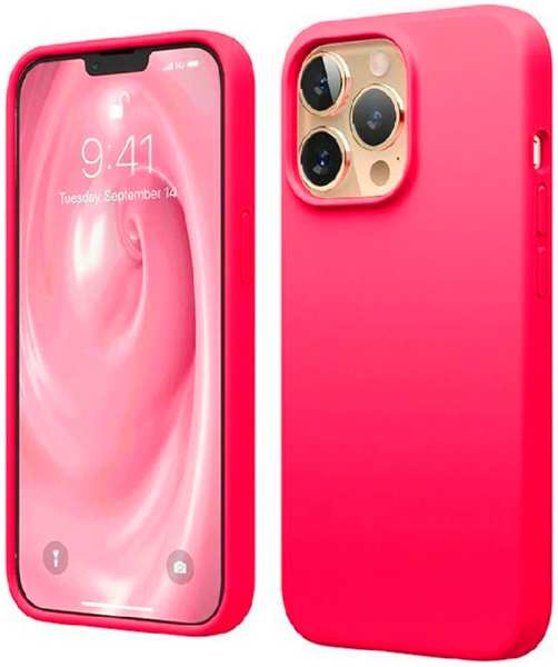 Apple Силиконовая накладка для iPhone 14 Pro (SC) ярко-розовая Partner