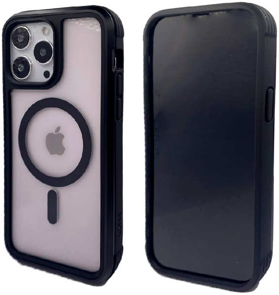 Apple Противоударная пластиковая накладка KZDOO MAG ARES MagSafe для iPhone 14 Pro Max черный кант 9641473992