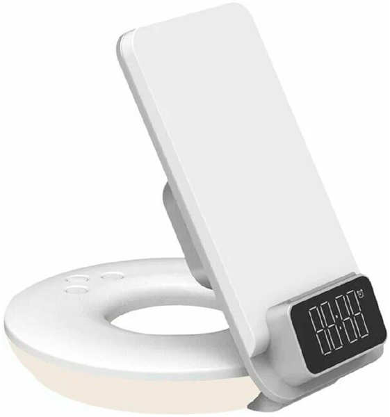 Беспроводное зарядное устройство с часами и ночником WIWU 4in1 для Phone/Watch/Pods M11 белое 9641476111