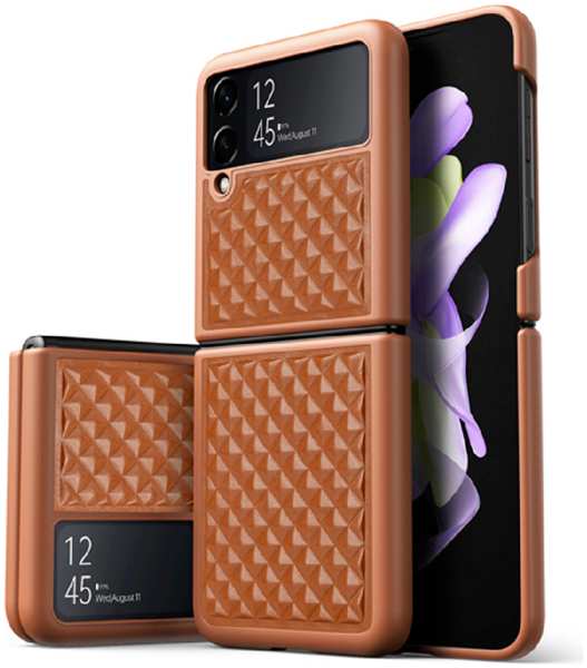 Пластиковая накладка Dux Ducis Venice series для Samsung Galaxy Z Flip 4 экокожа коричневая