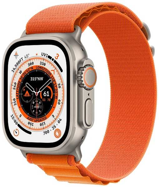Apple Watch Ultra GPS + Cellular, 49 мм, корпус из титана, ремешок Alpine (S) цвета orange (оранжевый) 9641486567