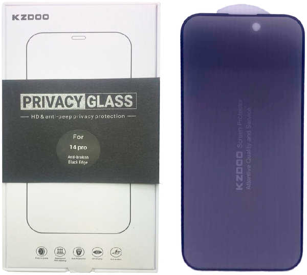 Apple Конфеденциальное защитное стекло KZDOO для iPhone 14 Pro полноэкранное черное 9641489990