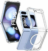 Пластиковая накладка Clear Case MagSafe для Samsung Galaxy Z Flip5 прозрачная