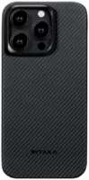 Apple Кевларовая накладка Pitaka MagEZ Case 4 для iPhone 15 Pro черно-серый мелкое плетение