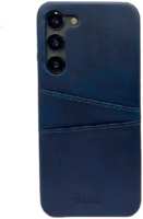 Кожанная накладка Juteni с картхолдером для Samsung Galaxy S23 Plus темно синяя