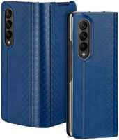 Пластиковая накладка Dux Ducis Bril для Samsung Galaxy Z Fold 4 экокожа синяя