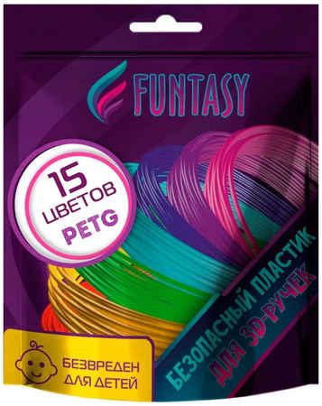 Пластик для 3д ручки PET-G Funtasy, 15 цветов по 5 метров PETG-SET-15-5-1 PETG-SET-x-5-1 965044440523705