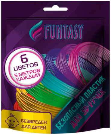 Пластик для 3D ручки Funtasy, 6 цветов по 5 метров PLA-SET-6-5-1 PLA-SET-x-5-1 965044440525066