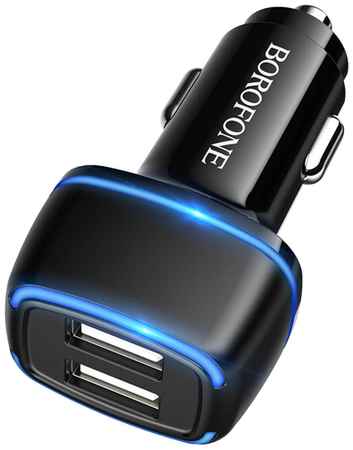 Автомобильное зарядное устройство Borofone BZ14 Max Dual Black 2 USB-порта 2.4А, черный 965044440579308