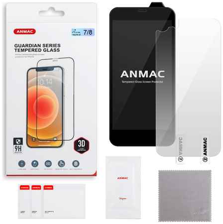 Защитное стекло ANMAC для iPhone 7/8 3D + пленка назад черный