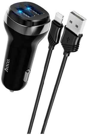 АЗУ Hoco Lightning на 2 USB 2.4A Z40 черное 965044441121442