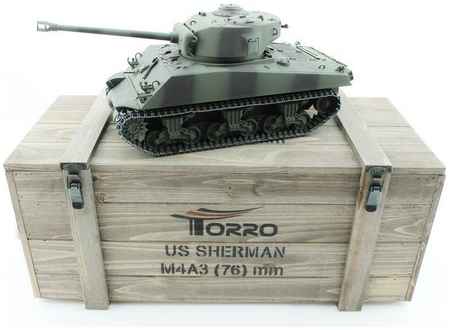 Р/У танк Torro Sherman M4A3 76mm, 1/16 2.4G, ВВ-пушка, деревянная коробка