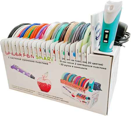 Набор Ручка 3D Smart Spider Pen с книгой трафаретов и пластиком Голубой SMRT10-B 965044441300054