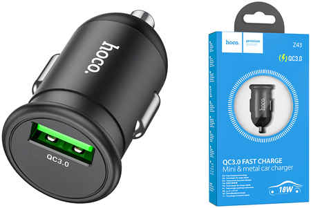 Hoco Автомобильное зарядное устройство Z43 Mighty single port QC3.0 car charger черный 965044441347233