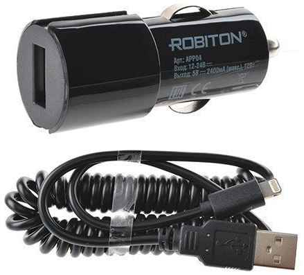 Автомобильное ЗУ-адаптер ROBITON App04 Car Charging Kit 2.4A iPhone/iPad (12-24V)