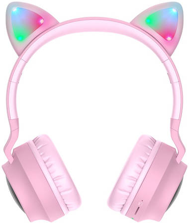 Беспроводные наушники Hoco W27 Cat Ear - Розовые