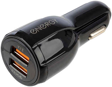 Автомобильное зарядное устройство Energy ET-16A, 2 USB, Q3.0, цвет - чёрный 965044442319340