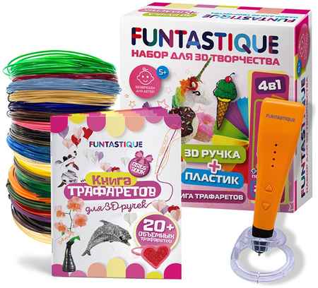 3D ручка Funtastique Cleo с подст. + PLA-пластик 15 цв. с трафаретами SET-100598-GIRLS