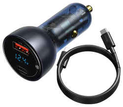 Автомобильное зарядное устройство Baseus 65W With Cable Type-C Grey (VCKX65C) 965044442583476