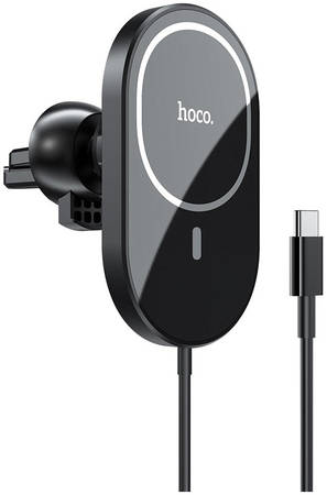 Держатель для iPhone 12 Series с беспроводной зарядкой 15W Hoco CA90 Powerful Черный 965044442897307