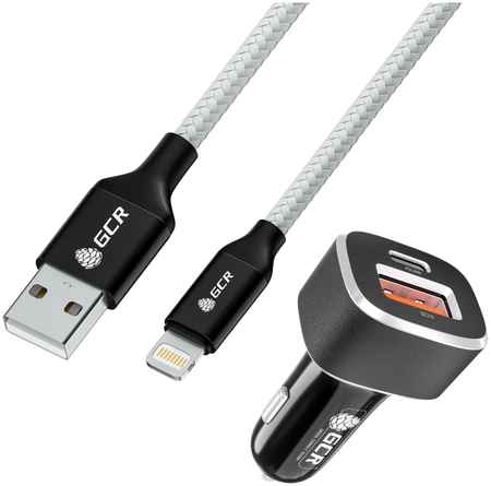 GCR АЗУ на 2 USB порта + кабель Lightning для зарядки 1м UP-528AT 965044442925920