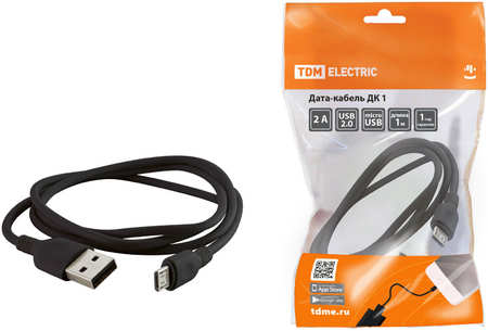 TDM ELECTRIC Дата-кабель TDM SQ1810-0301, USB - micro USB, 1 м, черный