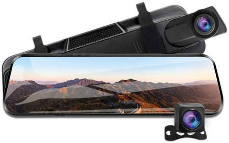Auto.mir Видеорегистратор зеркало V10 с 2 камерами и флеш-картой, 10 дюймов, Автономер в подарок V10 с 2 камерами и флеш-картой 10 дюймов