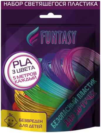 Набор светящегося PLA-пластика для 3D-ручек Funtasy 3 цвета по 5 метров 965044443163178