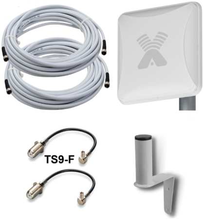 Antex Антенна 3G/ 4G Petra BB MIMO 2*2 15f для усиления сигнала интернет +кабель+пигтейлы TS9-F