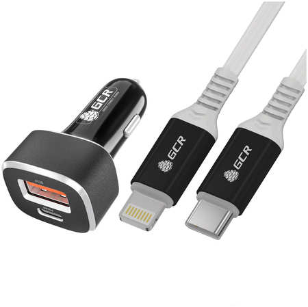 Комплект АЗУ на 2 USB порта TypeA+TypeC для зарядки+кабель TypeC/Lightning GCR-53586 UP-528AT 965044443936380
