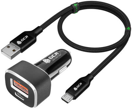 Комплект АЗУ на 2 USB порта TypeA+TypeC для быстрой зарядки + кабель MicroUSB GCR-53587 UP-528AT 965044443936381