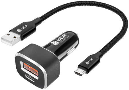 Комплект АЗУ на 2 USB порта TypeА+TypeC для быстрой зарядки + кабель MicroUSB GCR-53592 UP-528AT 965044443936382