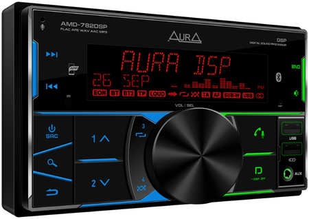 Магнитола Aura процессорная 2 din (управление с телефона, bluetooth, AUX, USB) AMD-782DSP