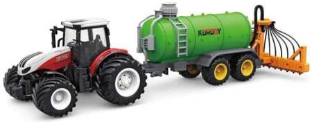 Радиоуправляемый трактор с прицепом-поливалкой Korody, 1/24, RTR, красный KR6642K 965044445210462