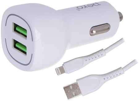 Автомобильное зарядное устройство Pero 2xUSB 2.4A с кабелем Lightning White AC04LCW AС04LCW 965044445608352