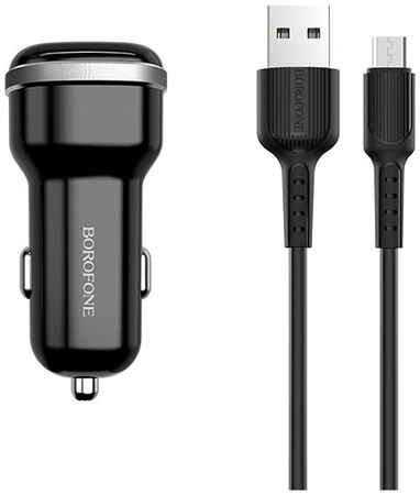 Автомобильная зарядка Borofone BZ13 2USB / 2.4A + кабель micro USB 1m (Черный) 965044446214361