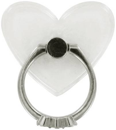 Кольцо держатель Krutoff для телефона Сердце со стразами прозрачное