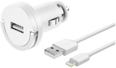 Автомобильное зарядное устройство DEPPA USB 1А,дата-кабель 8-pin для Apple,Ultra MFI/11250 965044446629090