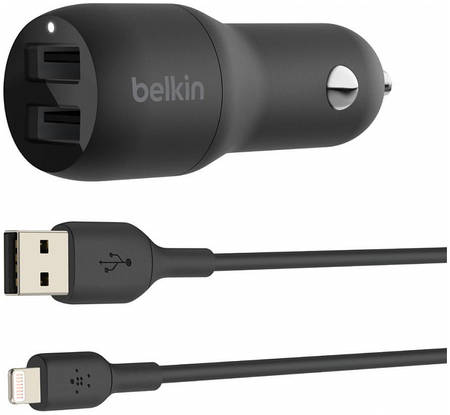 Автомобильное зарядное устройство Belkin Boost Charge Dual USB-A 24W CCD001bt1MBK (Black) 965044446672054