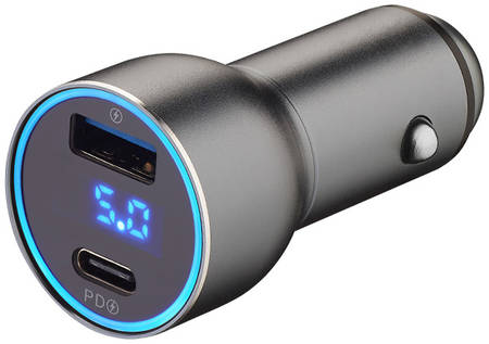 Автомобильное зарядное устройство DEPPA USB A + USB-C, PD, QC 3.0, 36W, дисплей/11294 965044446734460