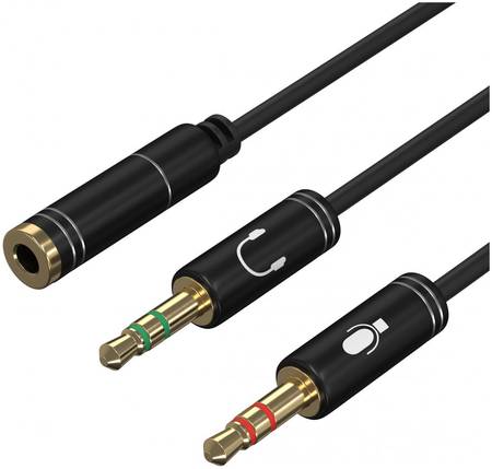 Аудио переходник GSMIN AS31 на микрофон и наушники 3.5мм AUX сплиттер (Черный) Аудио переходник GSMIN AS31 на микрофон и наушники 3.5мм AUX сплиттер (Розовый)