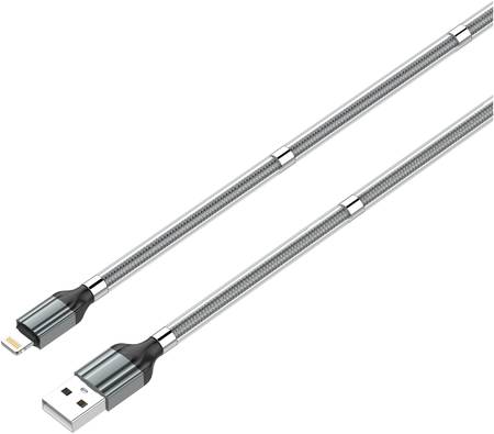 LDNIO LS511/ USB кабель Lightning/ 1m/ 2.4A/ медь: 86 жил/ Магнитная оплетка/ White