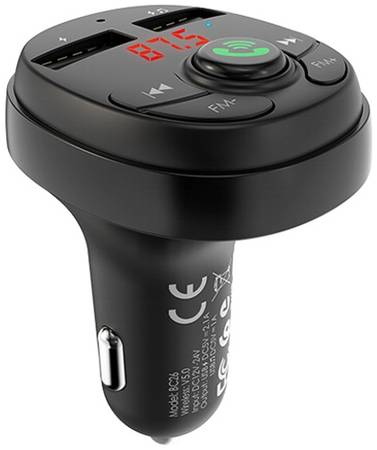 Автомобильный адаптер Borofone , 2.1А/Bluetooth/MP3-плеер через FM-трансмиттер BC26 Black 965044447605115