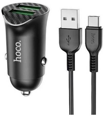 АЗУ Hoco Z39 Black зарядка QuickCharge QC3.0 18W 2 USB-порта + кабель Type-C, черный 965044447759682