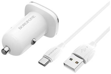 АЗУ Borofone BZ12 Lasting Power White 2.4А 2 USB-порта + кабель Type-C, белый 965044447759896